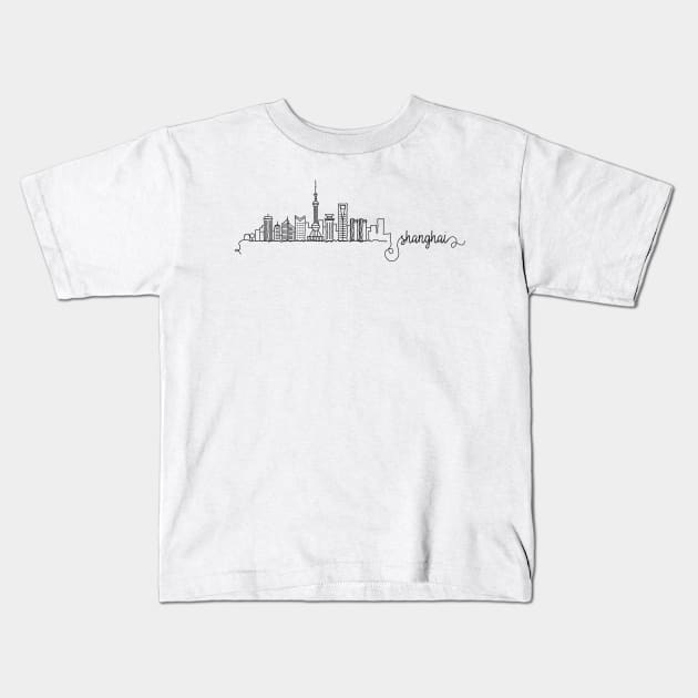 Shanghai City Signature Kids T-Shirt by kursatunsal